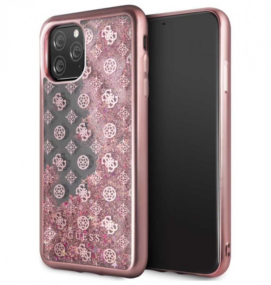 фото Чехол cg mobile guess liquid glitter 4g peony iphone 11 pro max розовый