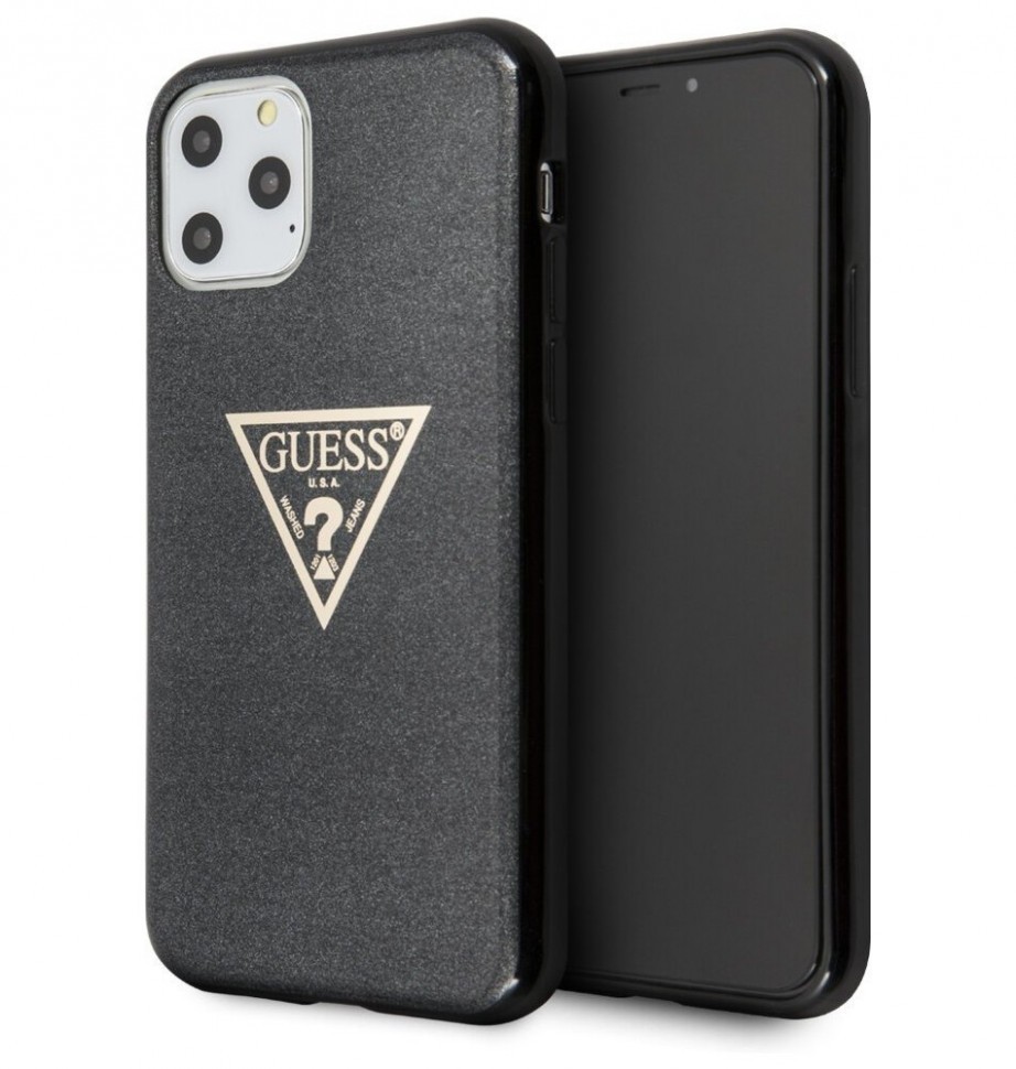 фото Чехол cg mobile guess triangle logo iphone 11 pro блестящий черный