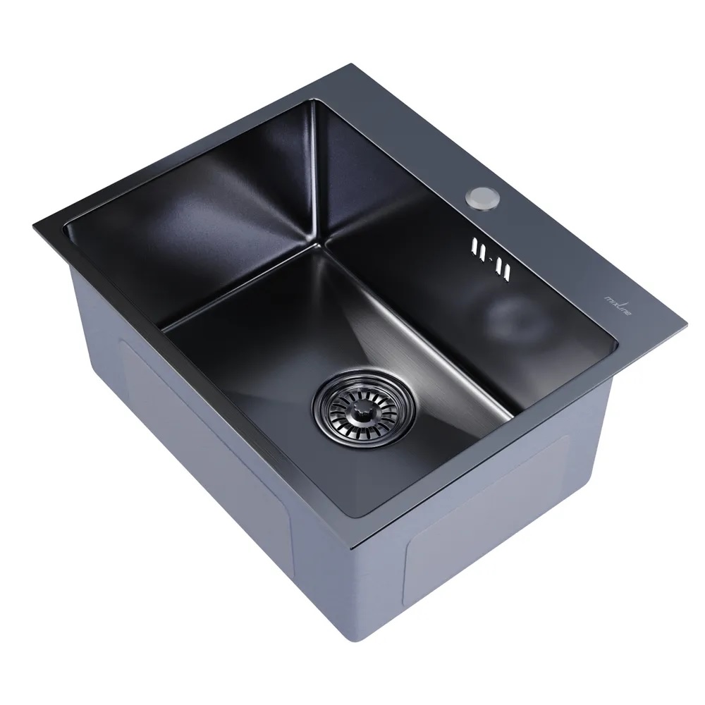 Mixline Pro (547234) Кухонная мойка настольный монтаж 53х43 с сифоном цвет черный графит
