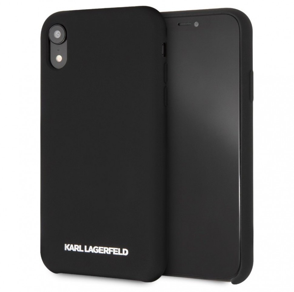 фото Чехол cg mobile karl lagerfeld silicone collection silver logo iphone xr черный