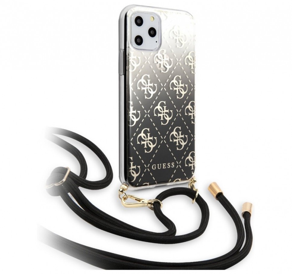 фото Чехол cg mobile guess 4g cord collection с ремешком iphone 11 pro черный