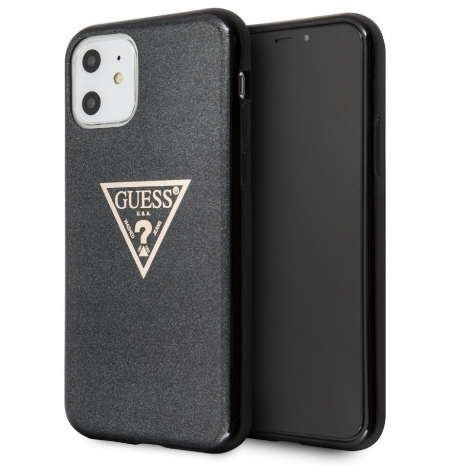 фото Чехол cg mobile guess triangle logo iphone 11 блестящий черный