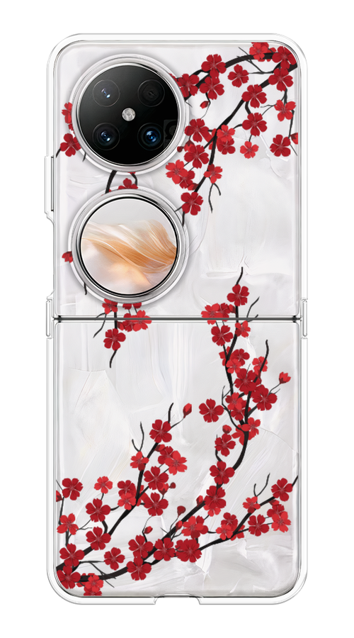 

Чехол на Huawei Pocket 2 "Красная сакура", Красный;черный, 6123850-1