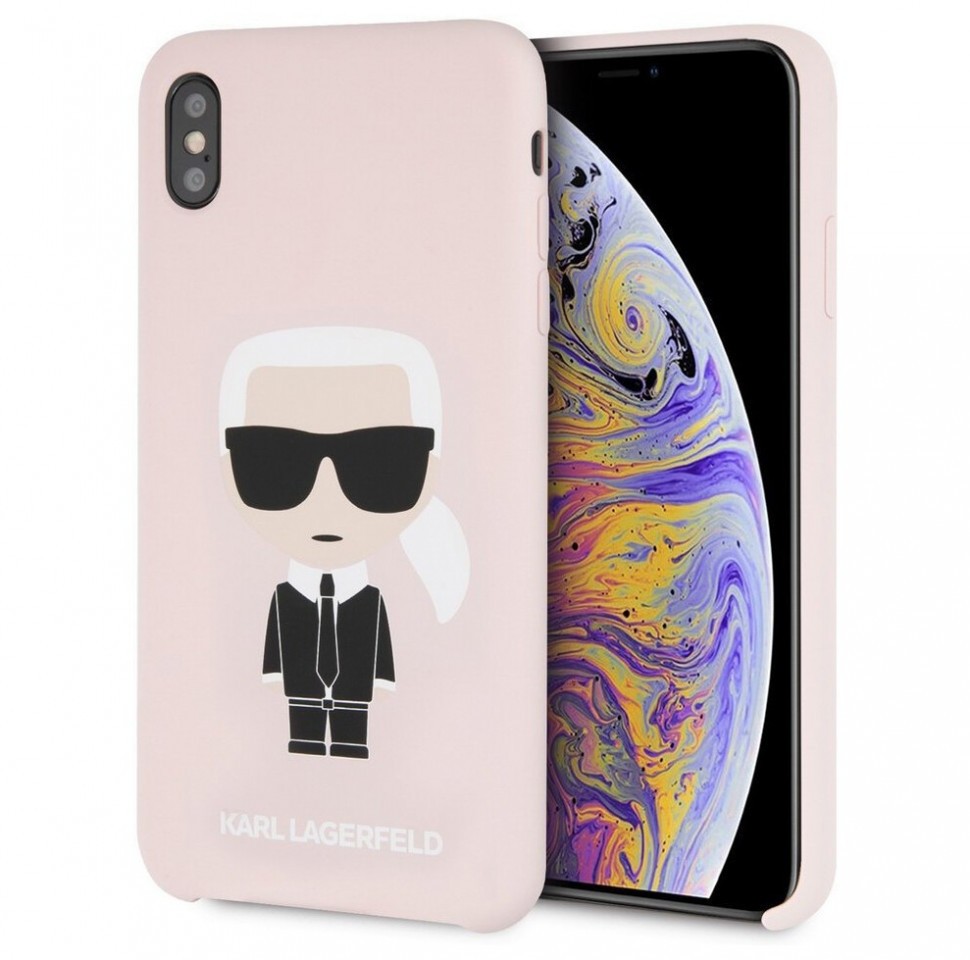 фото Чехол cg mobile karl lagerfeld liquid silicone iconic karl iphone xs max светло-розовый