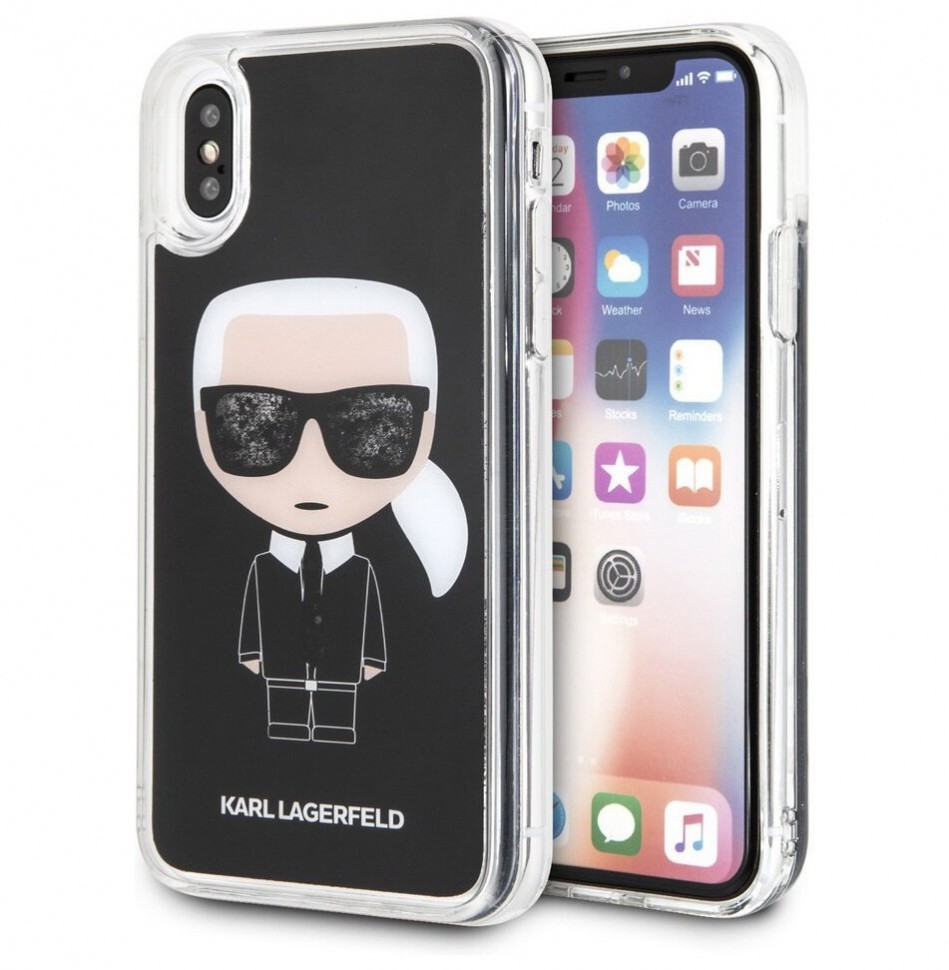 фото Чехол cg mobile karl lagerfeld liquid glitter iconic iphone x/xs черный