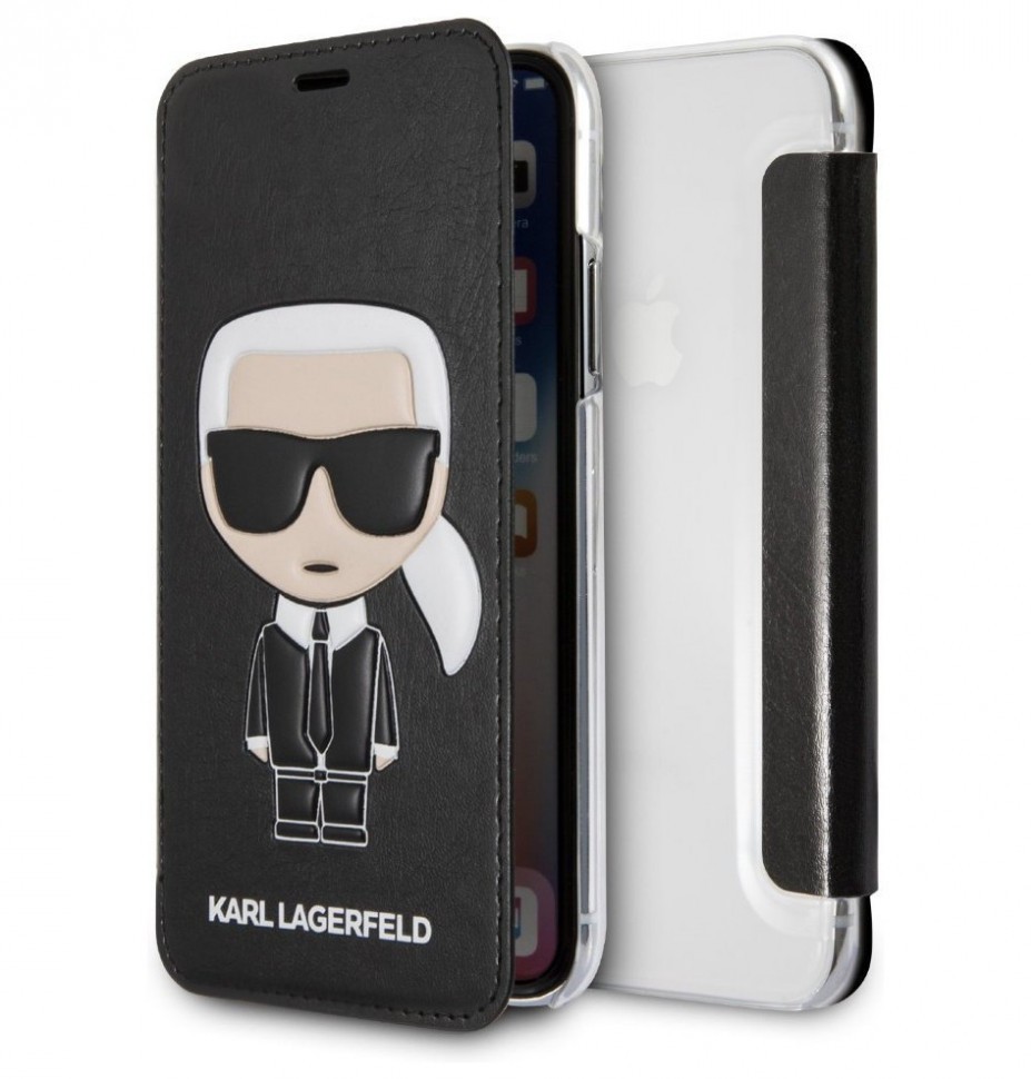 фото Чехол cg mobile karl lagerfeld leather iconic karl booktype iphone x/xs черный