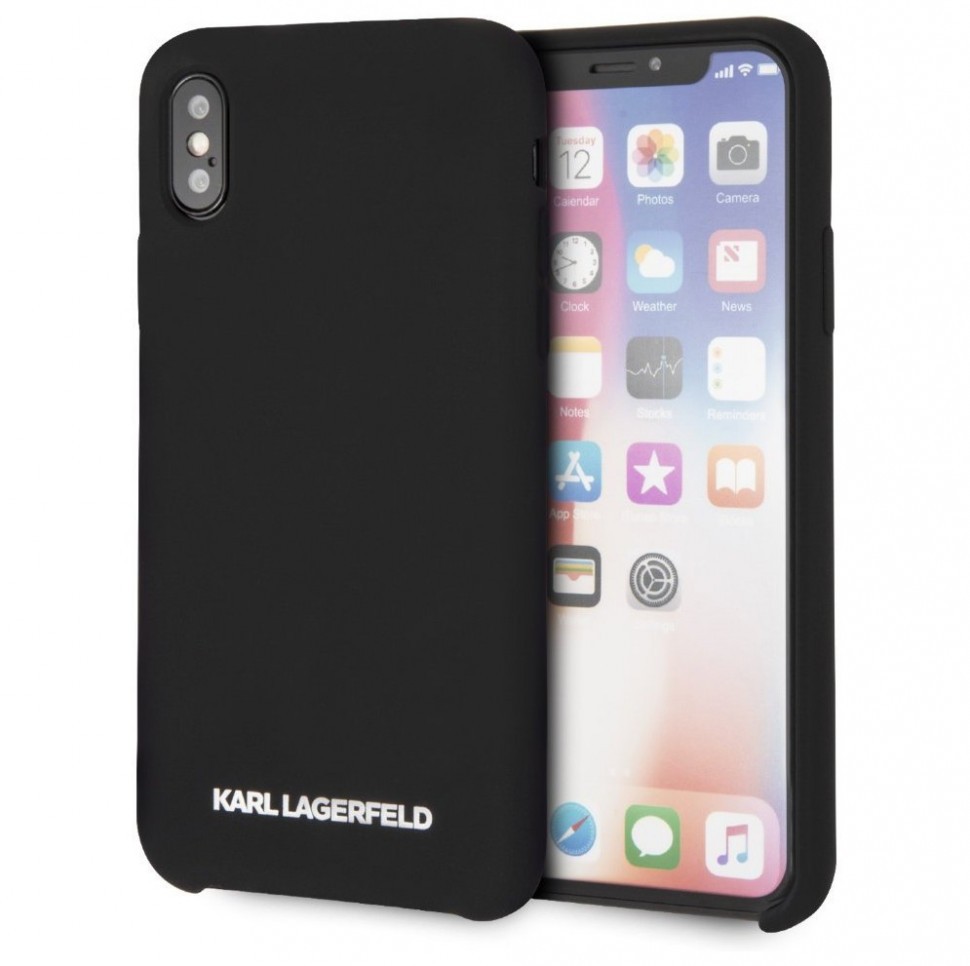 фото Чехол cg mobile karl lagerfeld silicone collection silver logo iphone x/xs черный