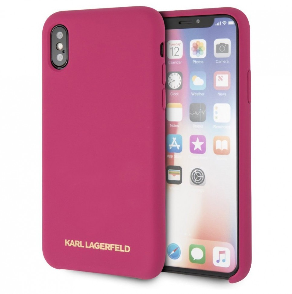 фото Чехол cg mobile karl lagerfeld silicone collection gold logo iphone x/xs розовый