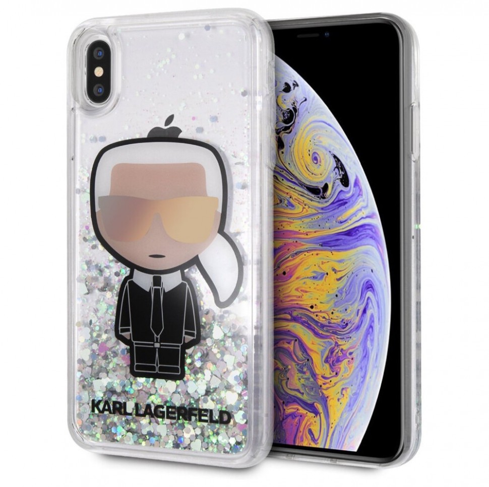 фото Чехол cg mobile karl lagerfeld liquid glitter iconic karl iphone xs max радужный