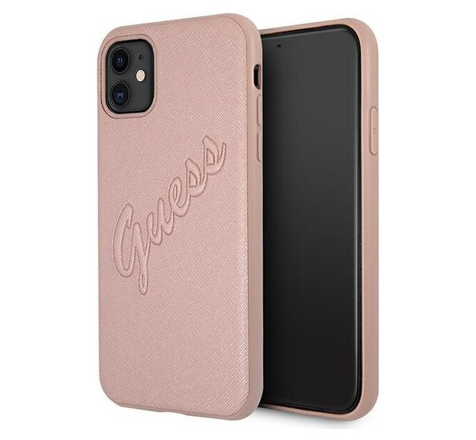 фото Чехол cg mobile guess saffiano script embossed logo iphone 11 розовый