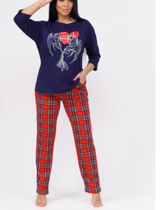 

Пижама женская NoBrand Кост135 красный/синий 58 RU, Кост135