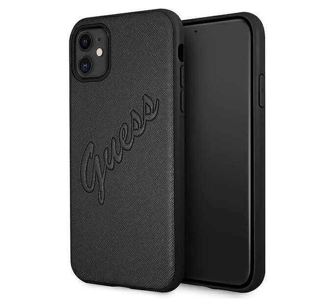 фото Чехол cg mobile guess saffiano script embossed logo iphone 11 черный