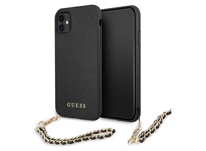 фото Чехол cg mobile guess saffiano + gold hand chain iphone 11 черный