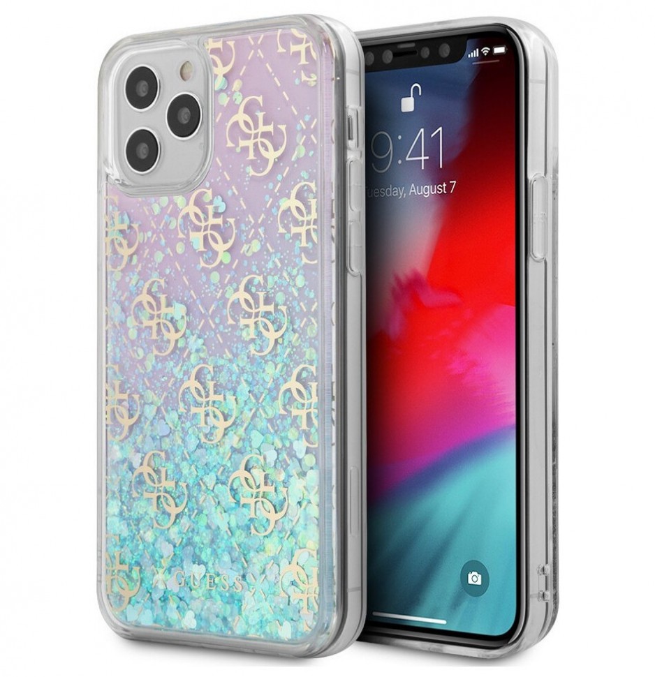 фото Чехол cg mobile guess liquid glitter 4g iphone 12 pro max радужно-розовый