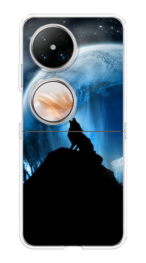 

Чехол на Huawei Pocket 2 "Волк 2", Синий;черный;белый, 6123850-1