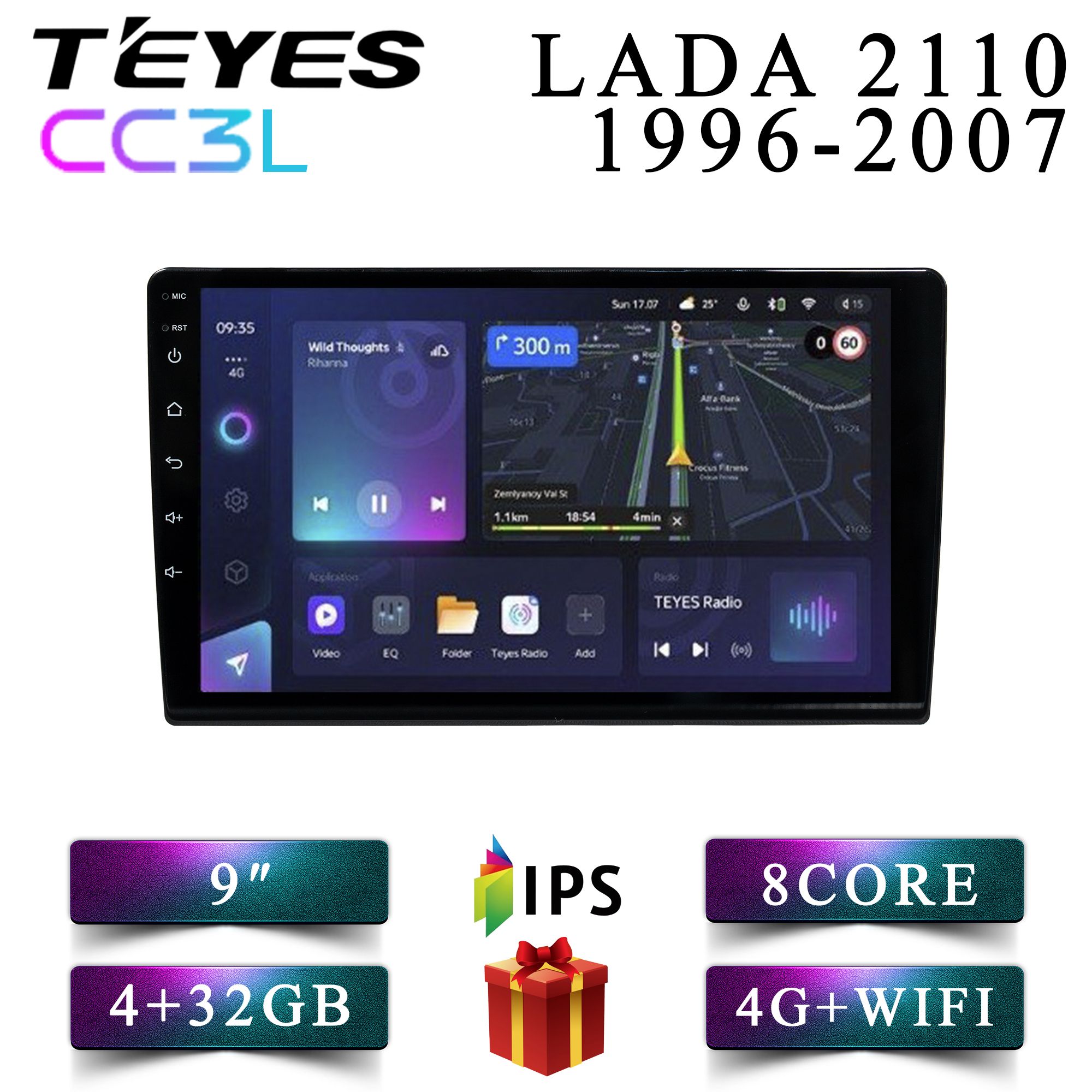 

Штатная магнитола Teyes CC3L Lada 2110 1996-2007 Лада ВАЗ 4+32GB 4G головное устройство му, CC3LLada2110