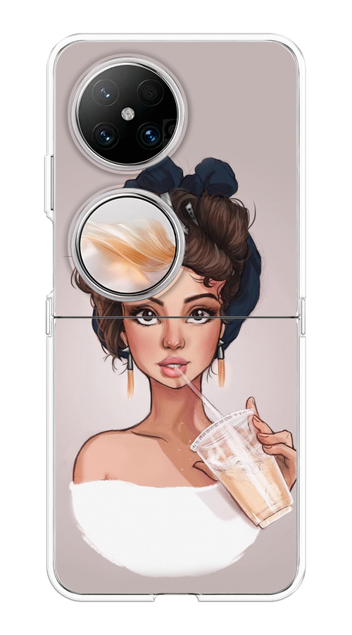 

Чехол на Huawei Pocket 2 "Девушка с фраппе", Серый, 6123850-1