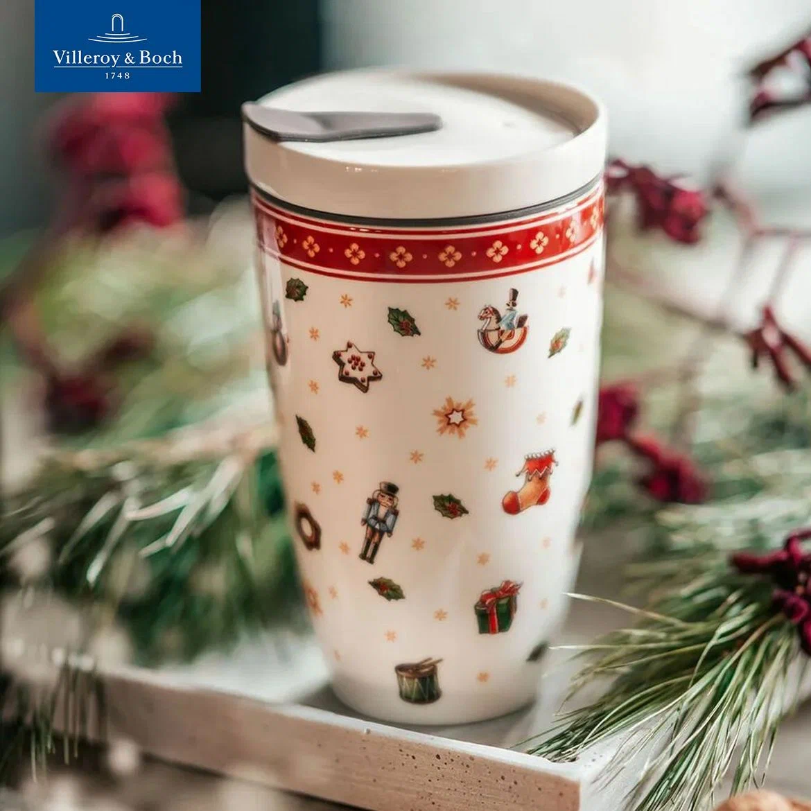 

Стакан новогодний с крышкой Villeroy & Boch 350 мл, Белый, Toy's Delight