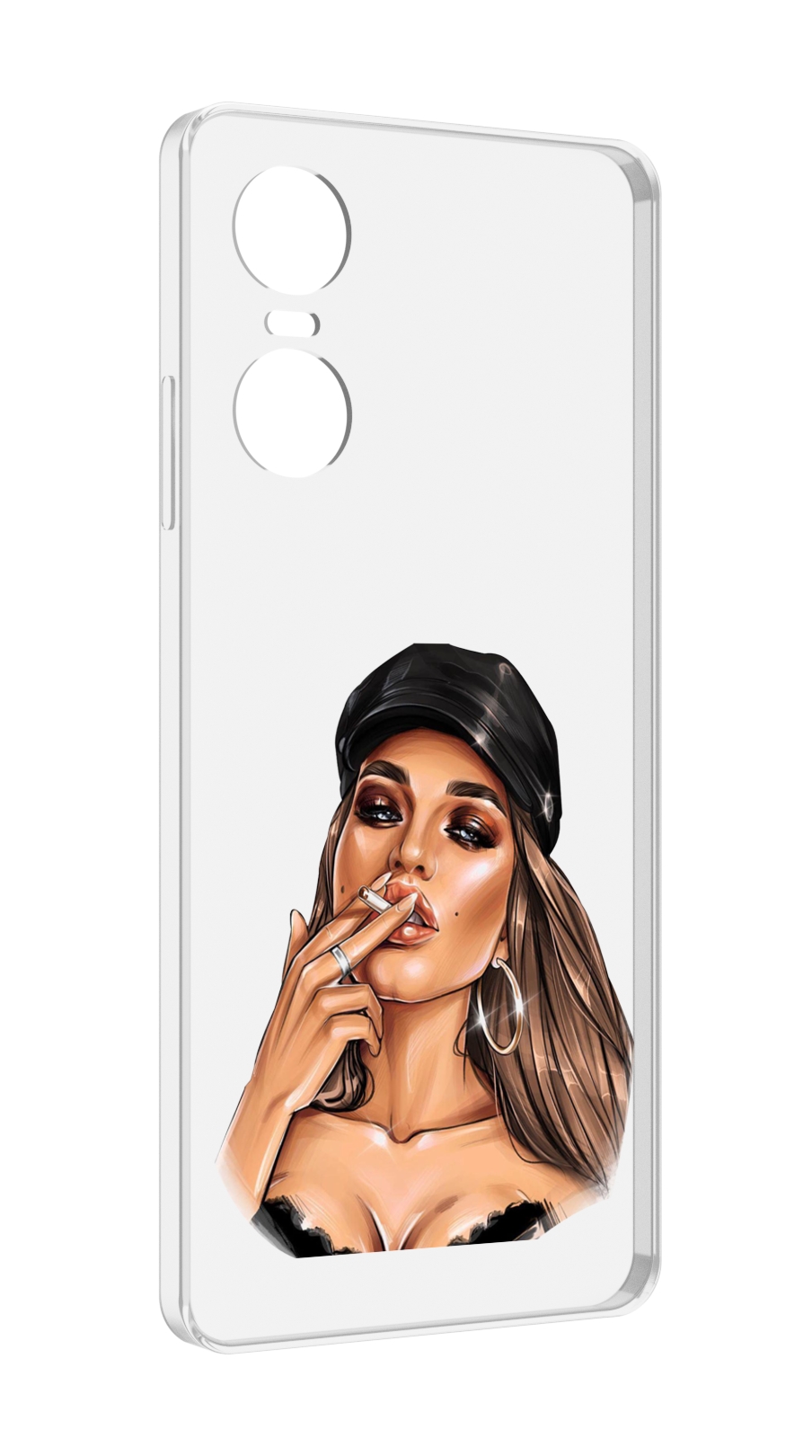 

Чехол MyPads девушка-в-шапке-с-сигаретой для Tecno Pop 6 Pro, Прозрачный, Tocco