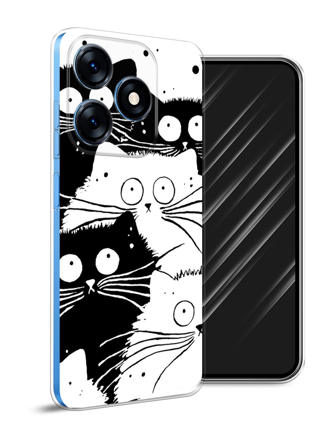 

Чехол Awog на Tecno Spark 10 "Коты черно-белые", Черный;белый, 303550-2