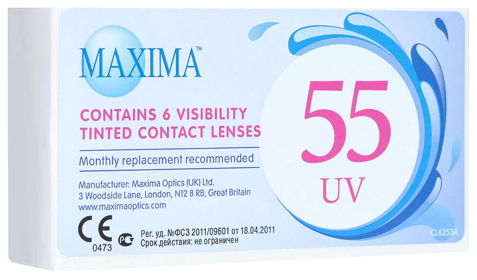 фото Контактные линзы maxima 55 uv aspheric 6 линз r 8,9 -9,00