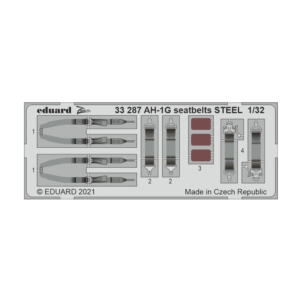 

33287 Eduard 1/32 Фототравление для AH-1G, стальные ремни, Цветной