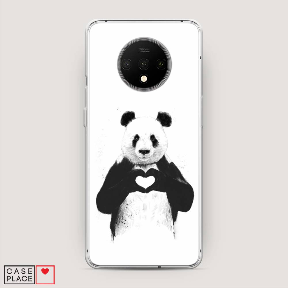 

Чехол Awog на OnePlus 7T / ВанПлас 7T "Панда love", Серебристый, 150950-10