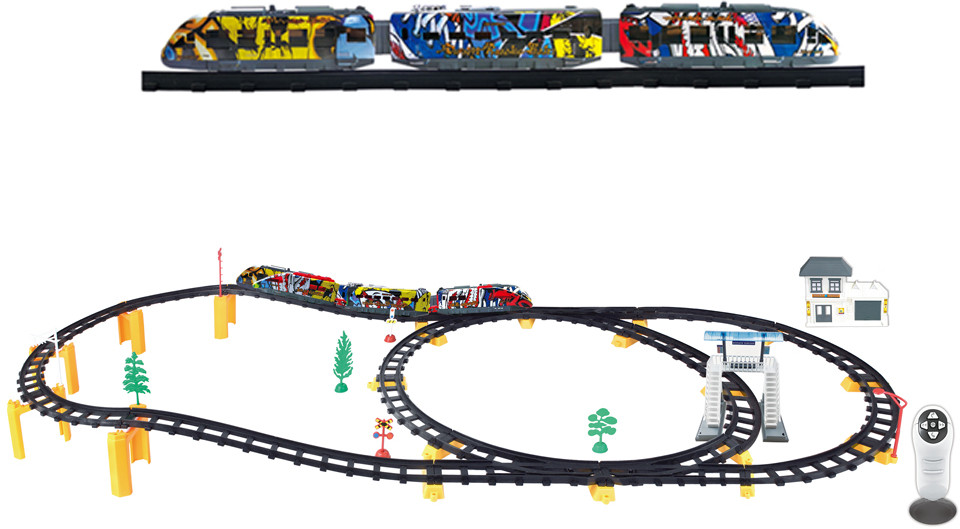 Железная дорога CS Toys с пультом управления, длина полотна 528 см, свет, звук 2816Y железная дорога с тоннелем 68дет на батарейках свет звук zyb b3313