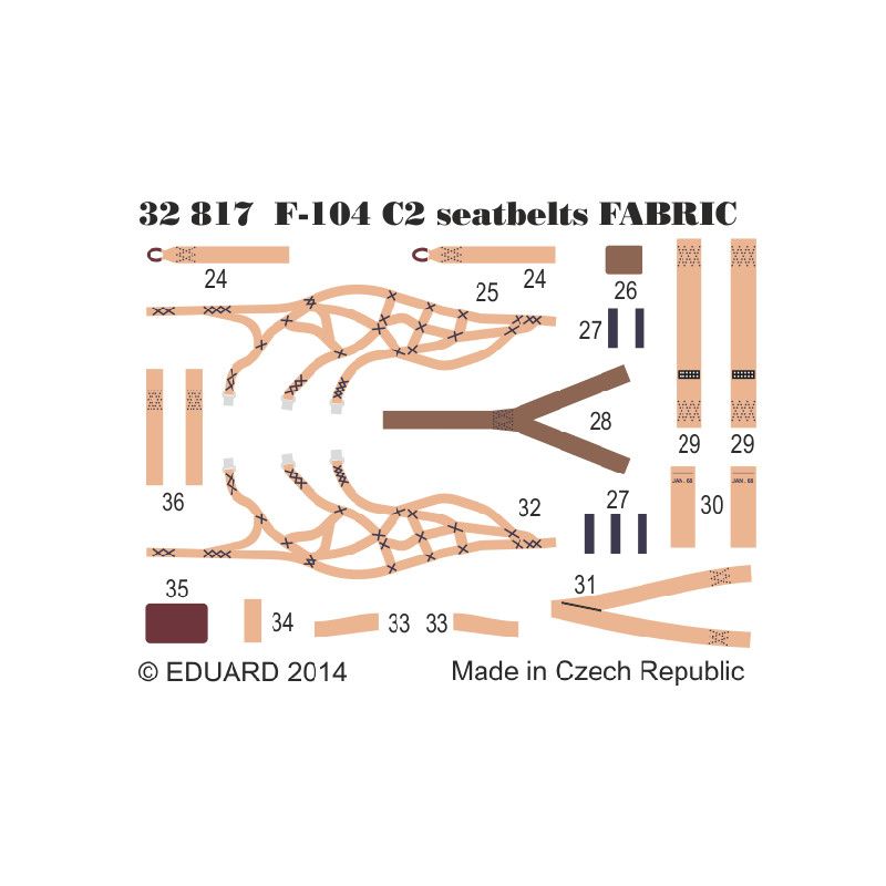 

32817 Eduard 1/32 Фототравление привязные ремни F-104 C2 seatbelts SUPER FABRIC, Цветной