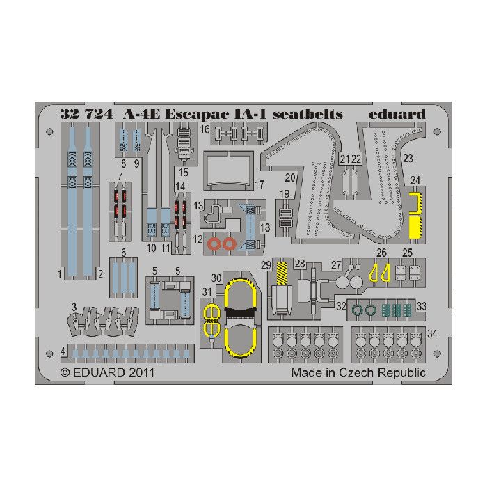 

32724 Eduard 1/32 Фототравление привязные ремни A-4E Escapac IA-1 seatbelts, Цветной