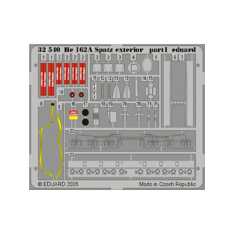 

32540 Eduard 1/32 ное Фототравление для He 162A Spatz exterior, Цветной