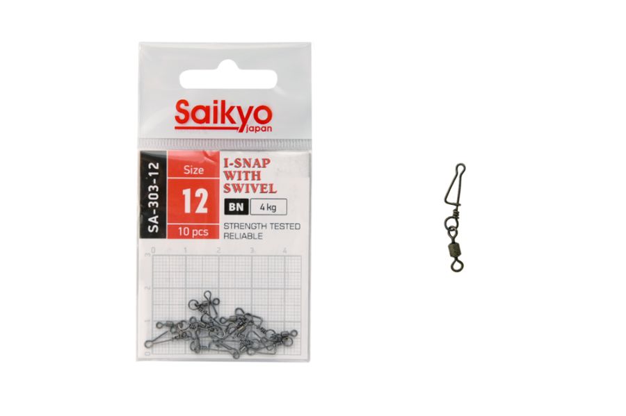 

Вертлюг с застежкой Saikyo SA-303-12 ( 1упк. по 10 шт.), Черный