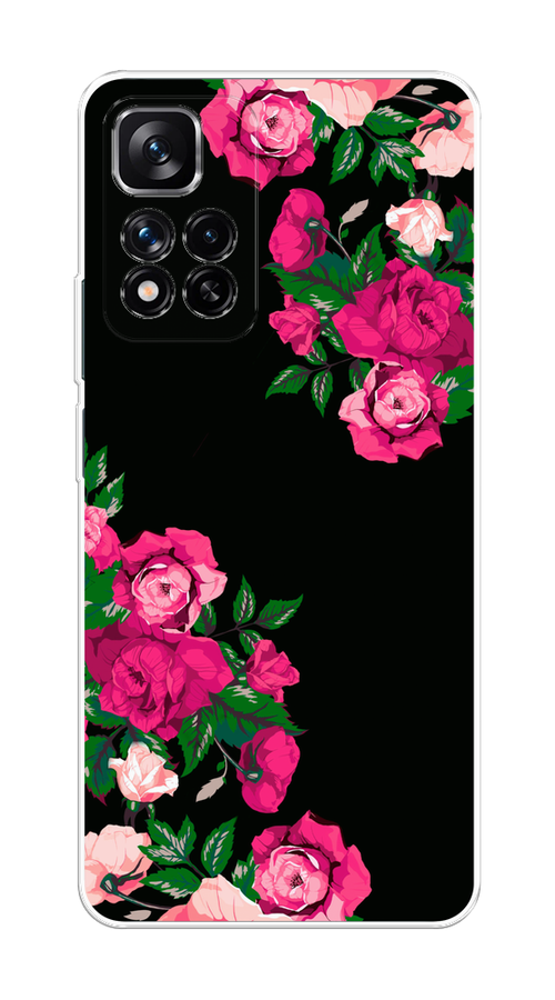 

Чехол на Xiaomi Redmi Note 11 Pro Plus 5G "Розы фуксия", Черный;розовый;зеленый, 312150-1