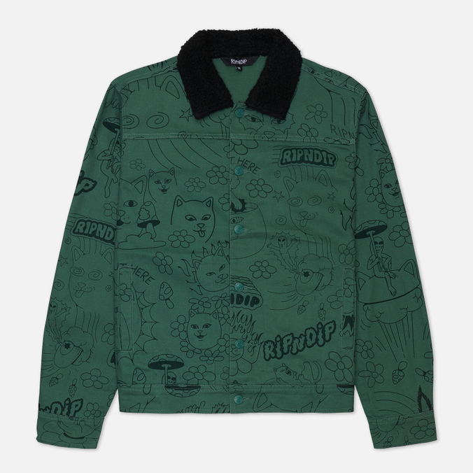 фото Ветровка мужская ripndip scribble button up зеленая l