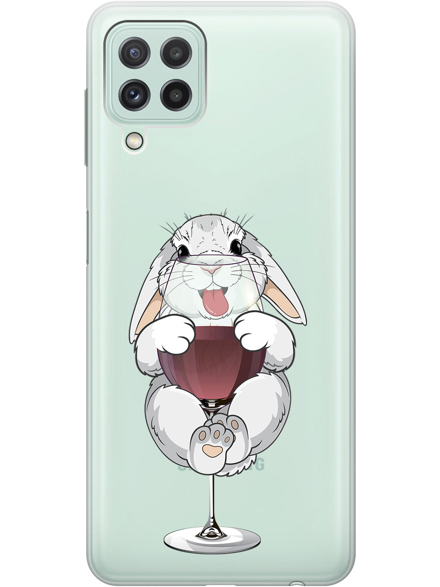 

Силиконовый чехол на Samsung Galaxy A22 / M32 / M22 с принтом "Кролик и бокал", Прозрачный;белый;бордовый, 730829575