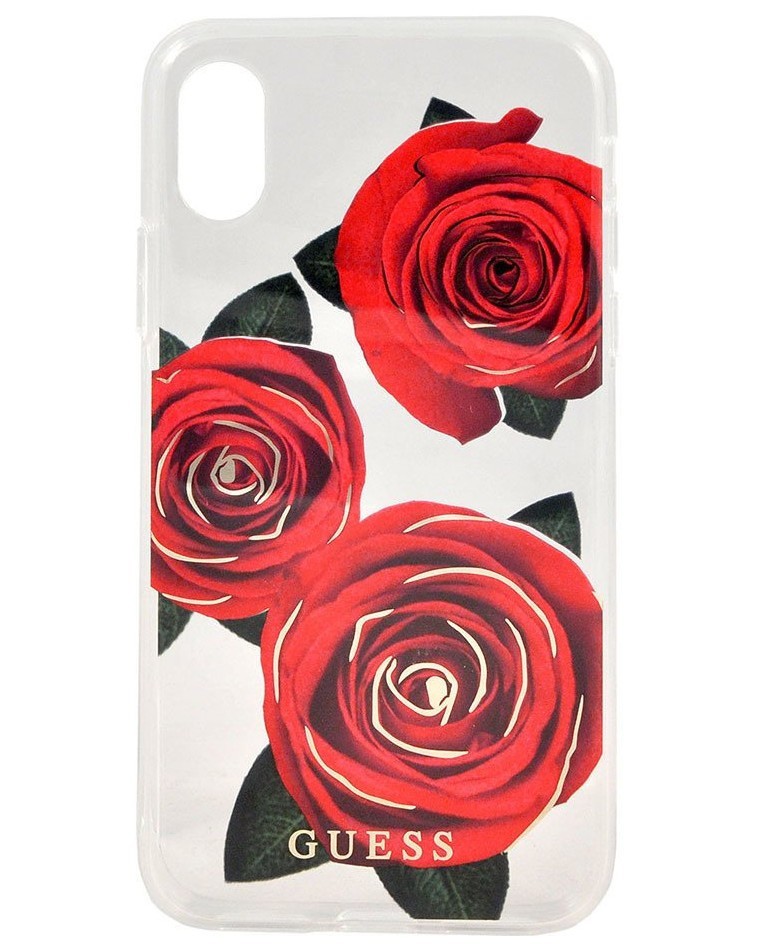 фото Чехол cg mobile guess flower desire iphone xs max прозрачный/"красная роза"