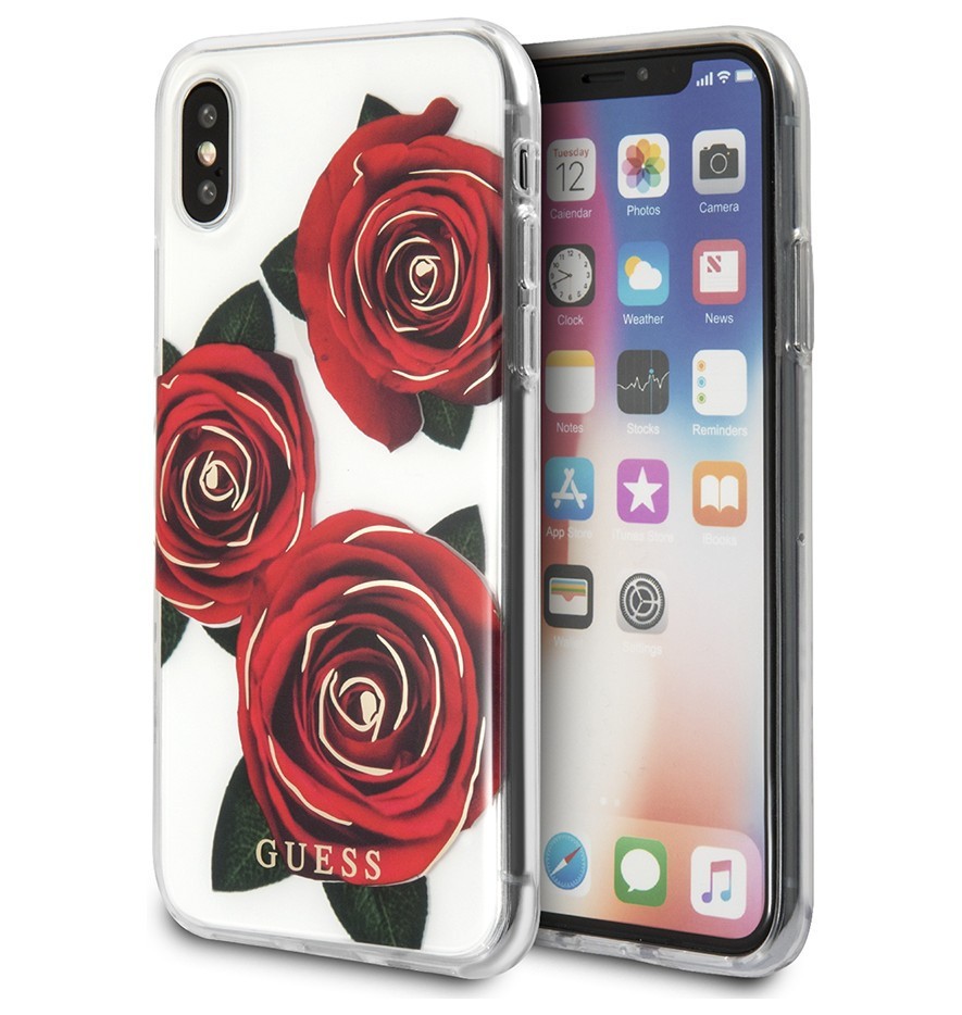 фото Чехол cg mobile guess flower desire transparent pc/roses iphone x/xs "красная роза"