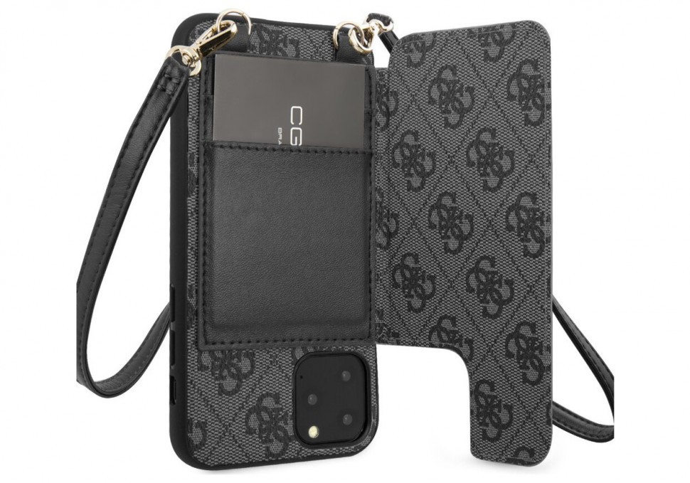 

Чехол CG Mobile Guess 4G Crossbody cardslots magnetic с ремешком iPhone 11 Pro Серый