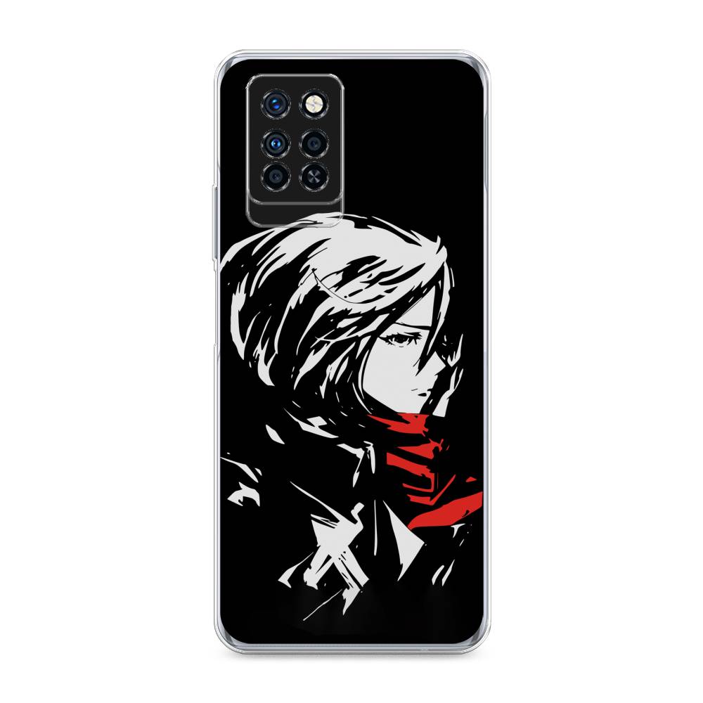 

Чехол на Infinix Note 10 Pro "Микаса минимализм", Черный;серый;красный, 3100150-4