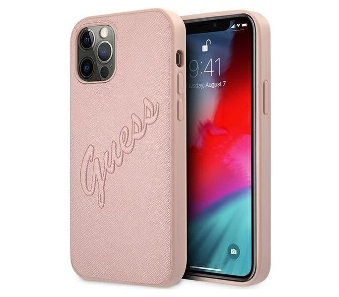 

Чехол CG Mobile Guess Saffiano Script embossed logo iPhone 12 Pro Max Розовый