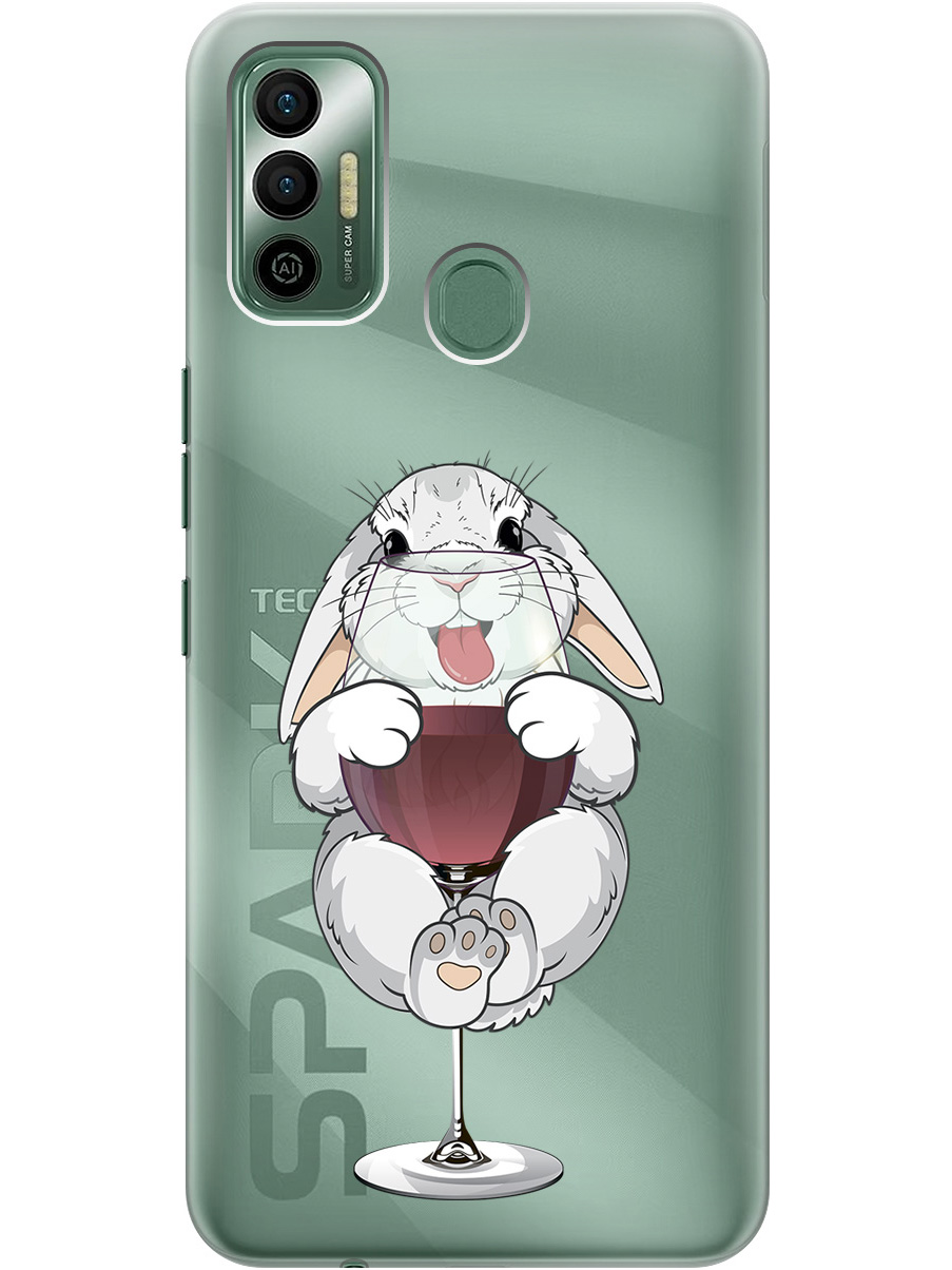 

Силиконовый чехол на Tecno Spark 7 с принтом "Кролик и бокал", Прозрачный;белый;бордовый, 741736175