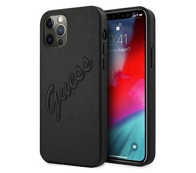 фото Чехол cg mobile guess saffiano script embossed logo iphone 12 pro max черный