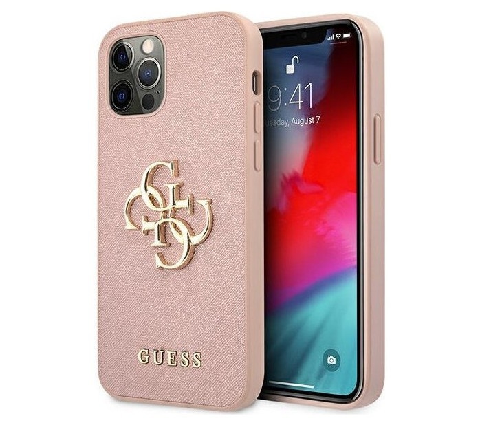 фото Чехол cg mobile guess saffiano 4g big metal logo iphone 12 pro max розовый