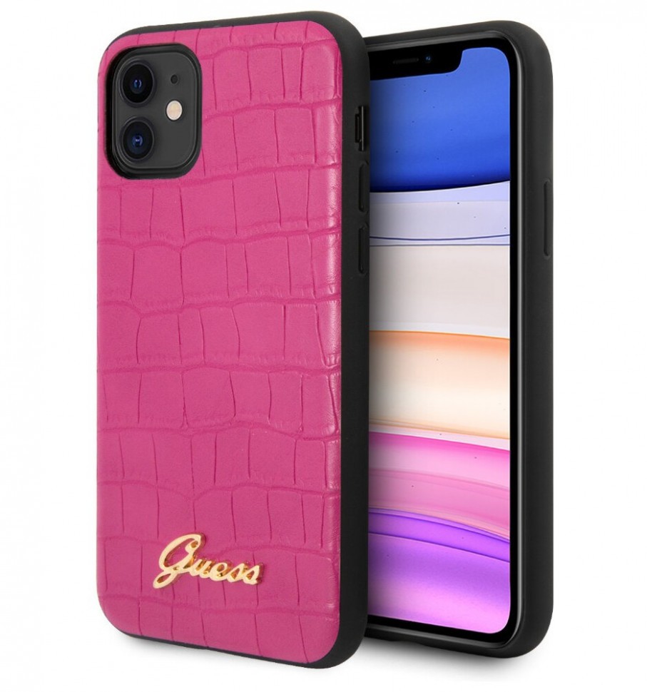 

Чехол CG Mobile Guess Animal Croco with metal logo iPhone 11 Розовый