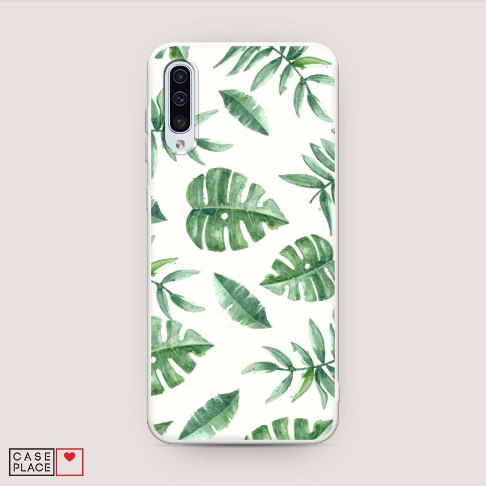 

Матовый силиконовый чехол "Нарисованные пальмовые листья" на Samsung Galaxy A50