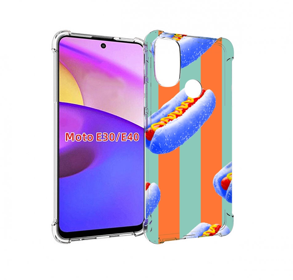 

Чехол бампер MyPads синие хотдоги для Motorola Moto E30., Прозрачный, Tocco