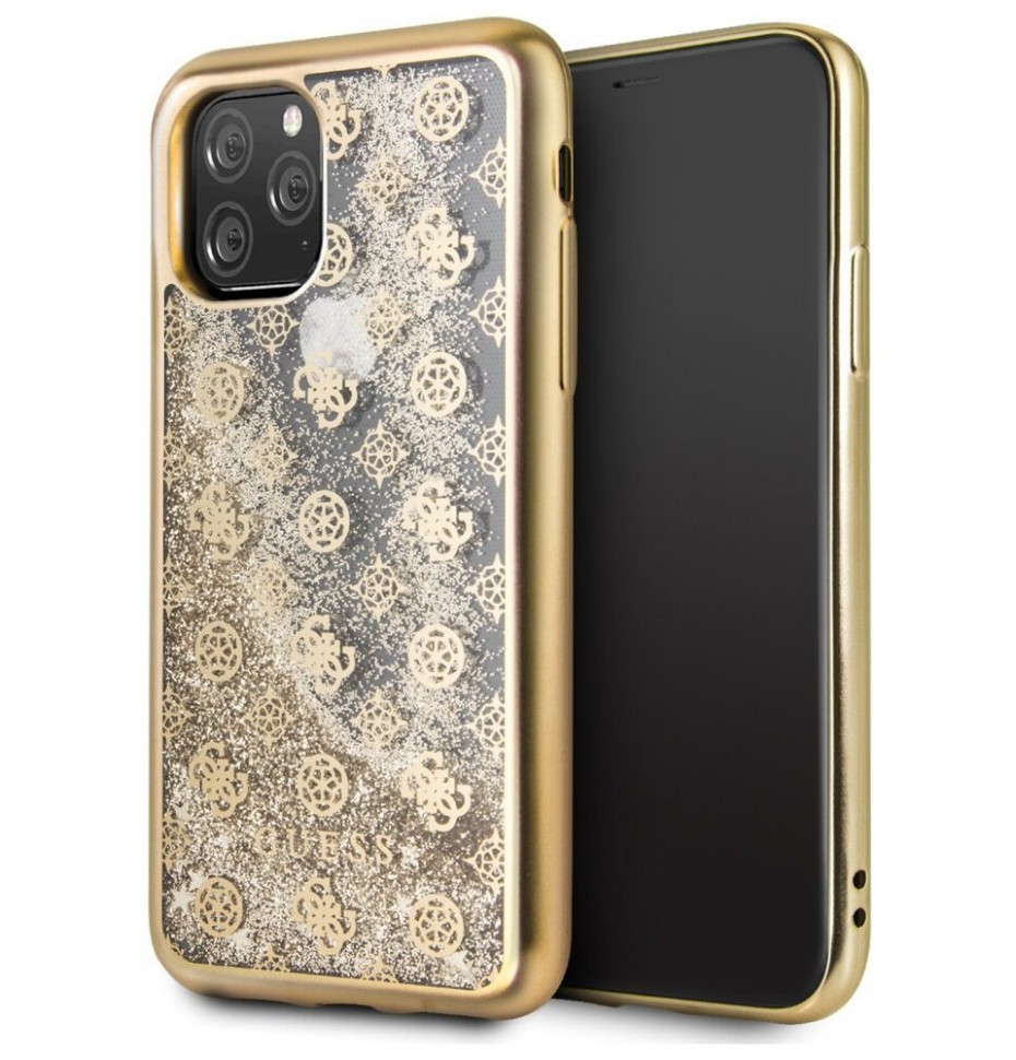 фото Чехол cg mobile guess liquid glitter 4g peony iphone 11 pro золотой