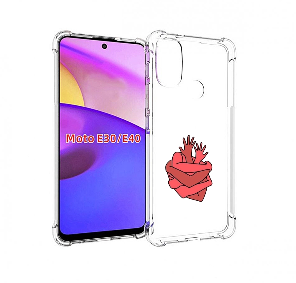 

Чехол бампер MyPads сердце из ручек для Motorola Moto E30., Прозрачный, Tocco