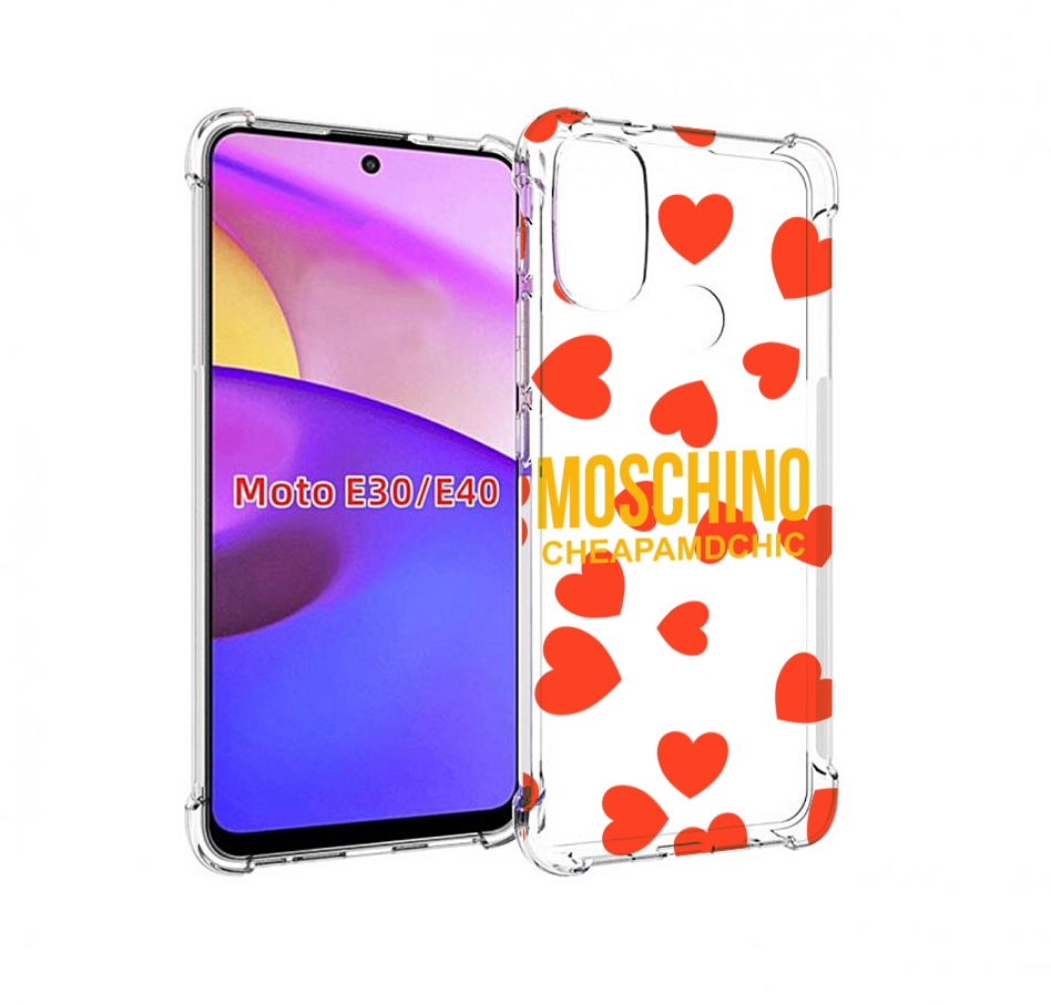

Чехол бампер MyPads сердца-москино для Motorola Moto E30., Прозрачный, Tocco