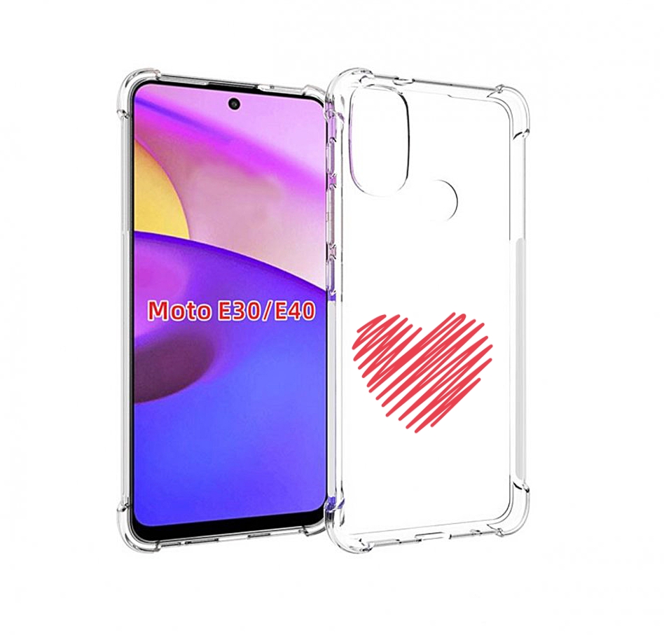 

Чехол бампер MyPads сердечко-одной-линией для Motorola Moto E30., Прозрачный, Tocco